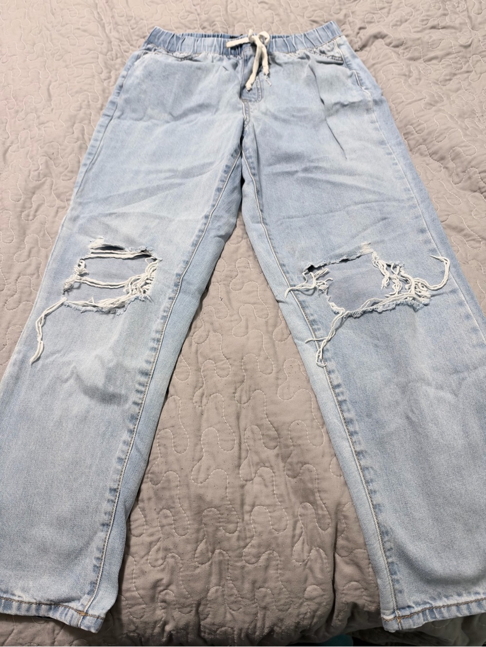 Rewash Light Blue Distressed Straight Leg Jeans